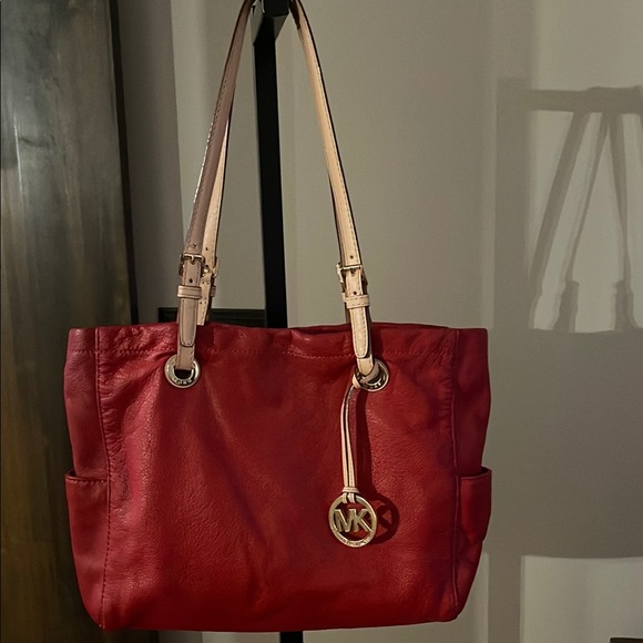 Michael Kors Handbags - Michael Kors Red Leather Tote Bag- EUC
